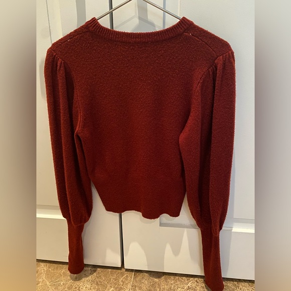 Zara burgundy sweater with puffy sleeves - Picture 4 of 5